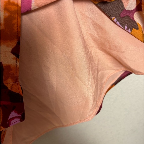 H By Halston Cascade Orange & Purple Floral Fitted Bodice Chiffon Caftan Dress M - Picture 8 of 9